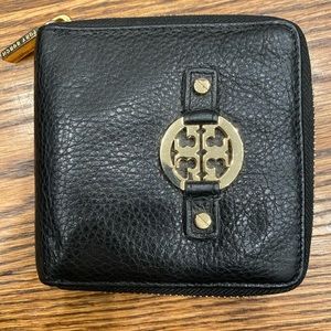 Tory Burch Square Black Compact Wallet